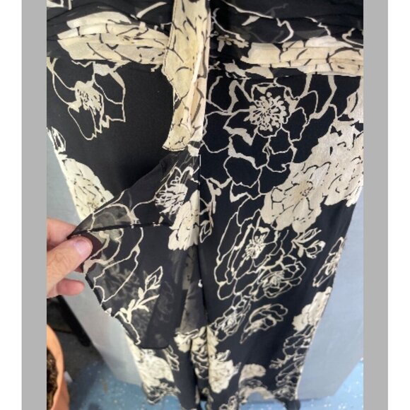 Adrianna Papell 100% Silk Maxi Fairy Dress black & cream woman sz 6 - Picture 12 of 16